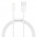 Laidas USB - iPhone (lightning 8pin) 2.4A 1m baltas (white) Baseus CALYS-A02